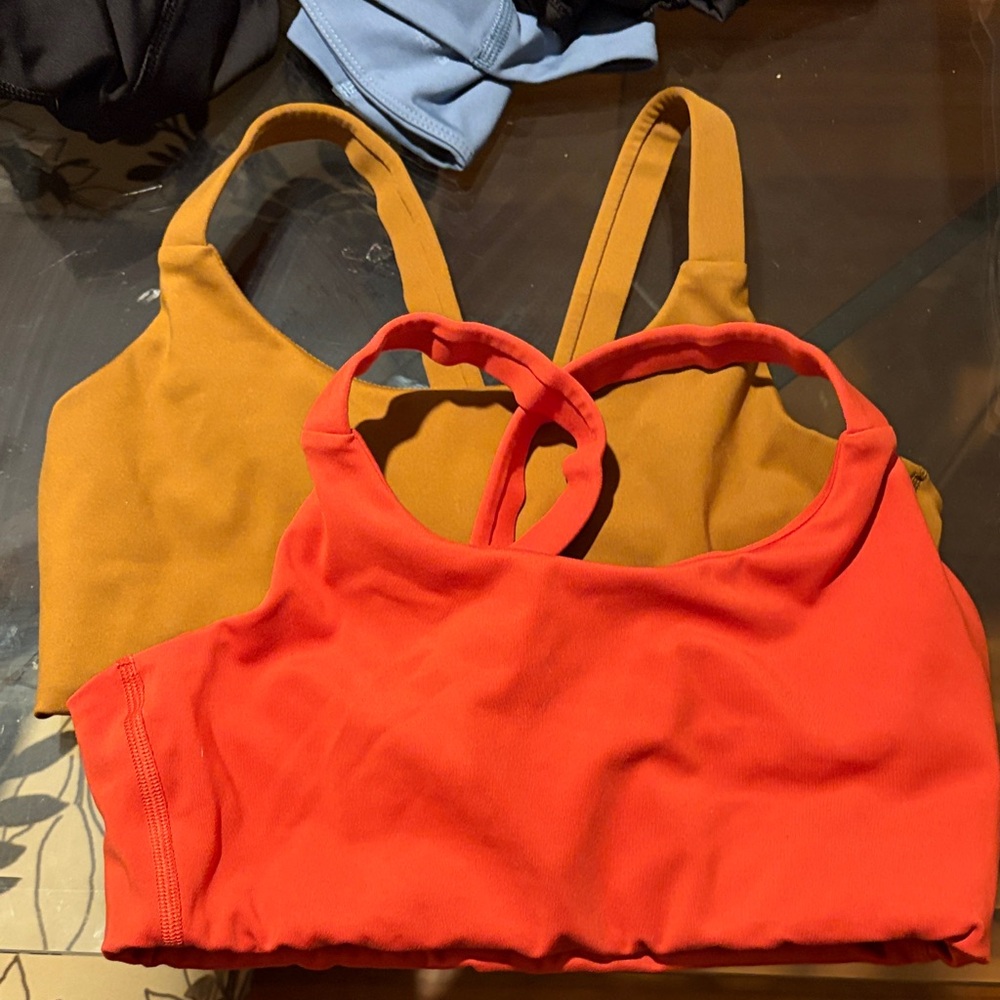 Girlfriend Collective Sports Bras - Vibrant Orange and Warm Tan